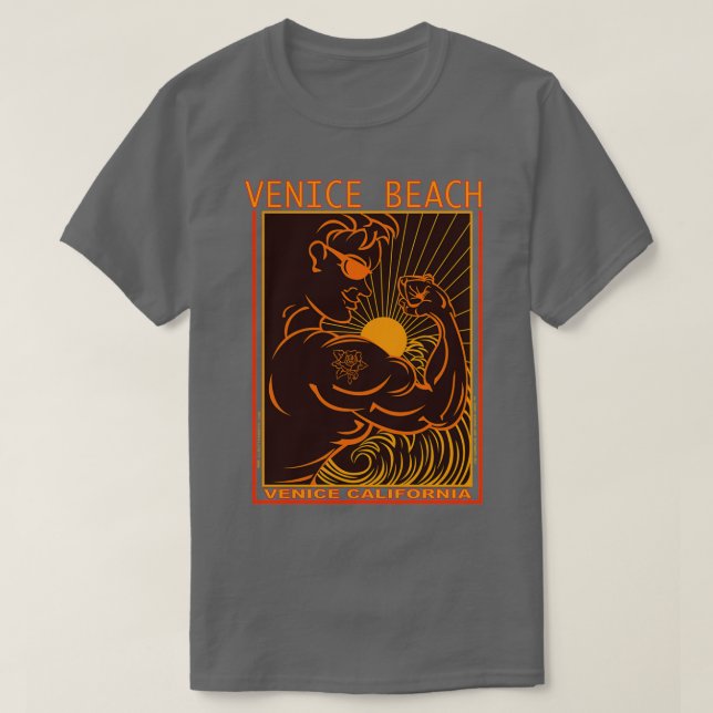 VENICE BEACH MUSCLE STRAND SURFKALIFORNIEN T-Shirt (Design vorne)