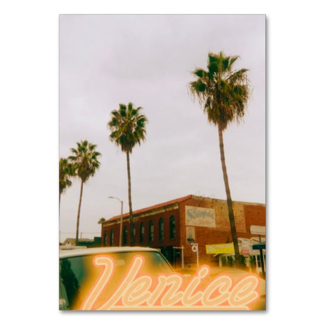 Venice Beach Retro Druck Tischnummer (Rückseite)