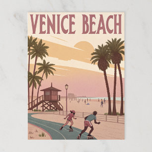 Venice Beach Skater in Retrolook Postkarte