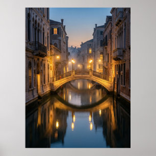 Venice Canal Bridge bei Dämmerung Poster