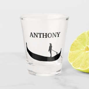Venice Gondola Silhouette Schwarz Personalisiert Schnapsglas