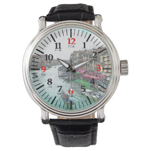 Venice Gondola Zweisprachiges Englisch Chinesisch Armbanduhr