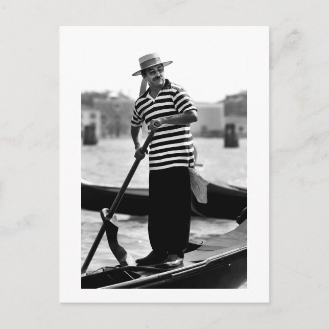 VENICE GONDOLIER MIT HUT POSTKARTE (Vorderseite)