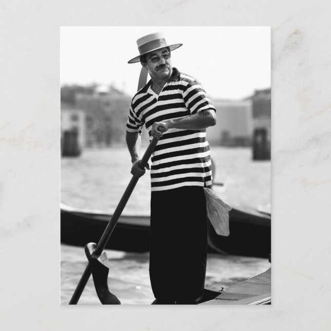 VENICE GONDOLIER MIT HUT POSTKARTE (Vorderseite)