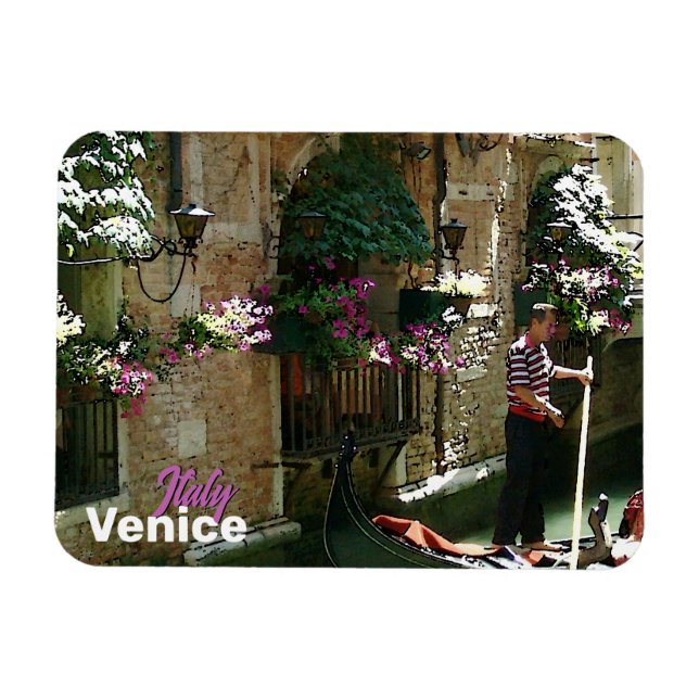 Venice Gondolier Travel Souvenir Magnet (Horizontal)