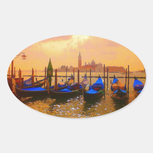 Venice Grand Canal & Gondolas Giro del Malcantone Ovaler Aufkleber (Vorderseite)