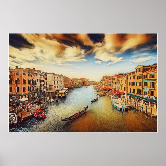 Venice grand canal with gondolas poster (Vorne)