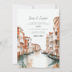 Venice Italy Watercolor Vinatge Wedding Einladung
