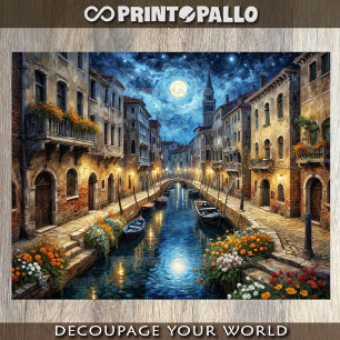 Venice-Landschaft bei Nacht mit Van Gogh-Himmel Seidenpapier
