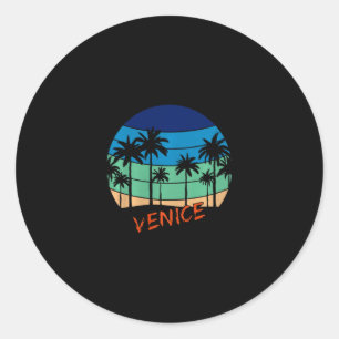 Venice Retro Vintage Sonnenuntergang Strand Design Runder Aufkleber
