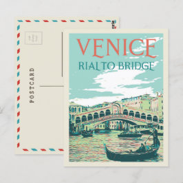 Venice Rialto Bridge Illustration Italien Postcard Postkarte