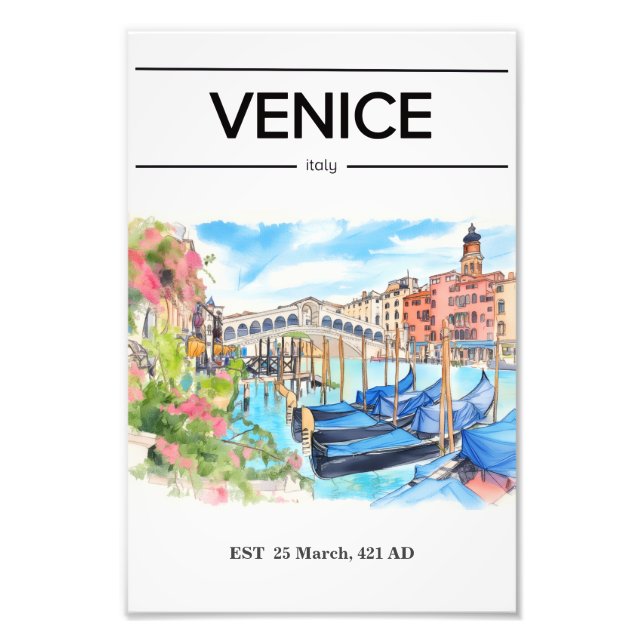 Venice Rialto Bridge watercolor poster (Vorne)