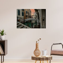 Venice Sunset Canal & Bridge – Romantic Poster