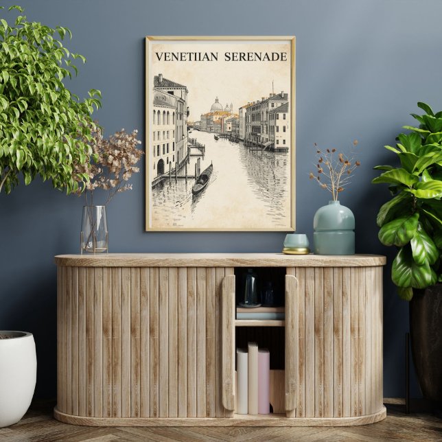 Venice Travel | Retro Gondola Canal Vintage  Poster (Von Creator hochgeladen)