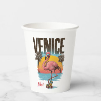 Venice Vibes Flamingo Retro Strand Kalifornien Tro Pappbecher