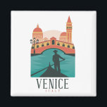 Venice Vintage Reisemagnet Magnet<br><div class="desc">Schöner Magnet und Souvenir der italienischen Stadt Venedig. Es zeigt die berühmten Gebäude der Kanal und eine Gondel. Eine tolle Geschenkidee für Ihre Familie und Ihre Lieben.</div>
