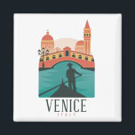 Venice Vintage Reisemagnet Magnet<br><div class="desc">Schöner Magnet und Souvenir der italienischen Stadt Venedig. Es zeigt die berühmten Gebäude der Kanal und eine Gondel. Eine tolle Geschenkidee für Ihre Familie und Ihre Lieben.</div>