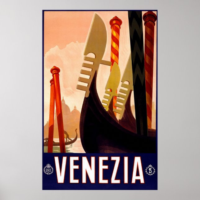 "Venice" Vintages italienisches Reiseplakat Poster (Vorne)