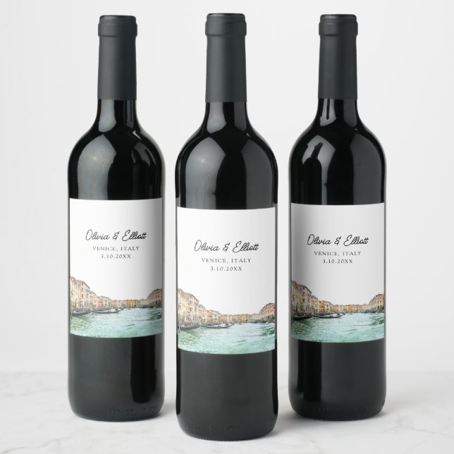 Venise Mariage Favoriser Étiquette de vin personna (Bouteilles)