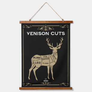 Venison Butcher Meat Cut Wandteppich Mit Holzrahmen