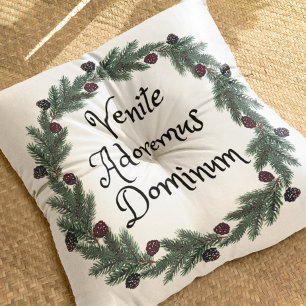 Venite Adoremus Vintage Christmas Carol Latin Kissen