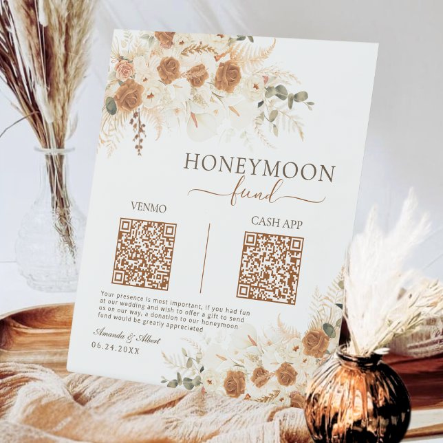 Venmo & Cash App QR Code Honeymoon Fund Hochzeit Sockelschild (Von Creator hochgeladen)