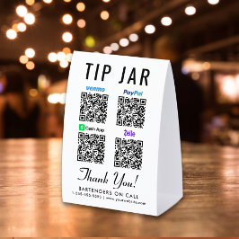 Venmo CashApp PayPal Zelle QR Tip Jar Tischaufsteller