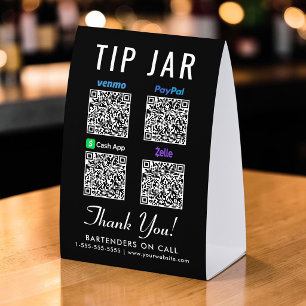 Venmo CashApp PayPal Zelle QR Trinkgeld-Geldbehält Tischaufsteller