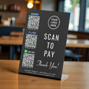 Venmo Paypal CashApp QR-Codes Logo Scannen zum Bez Sockelschild