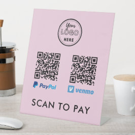 Venmo Paypal QR Code Scan to Pay Logo Rosa Sockelschild