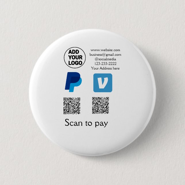 Venmo PayPal-Scan zu zahlen q oder Code-Logo-Text Button (Vorderseite)