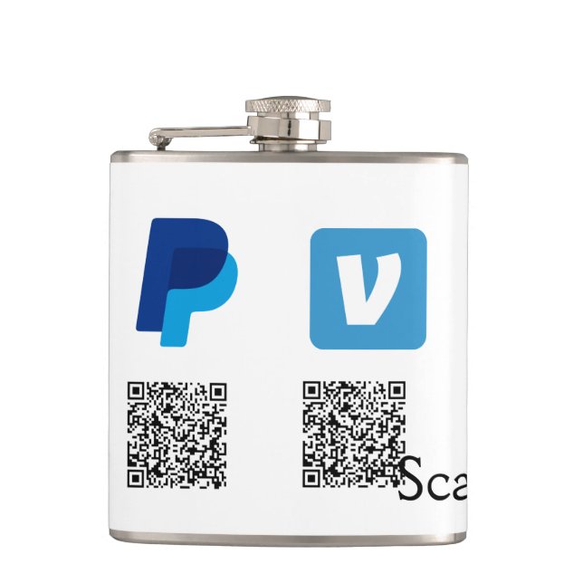 Venmo PayPal-Scan zu zahlen q oder Code-Logo-Text Flachmann (Vorderseite)