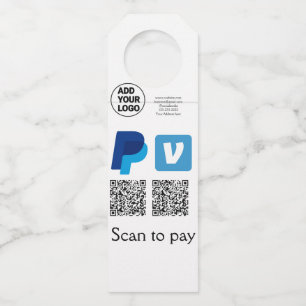 Venmo PayPal-Scan zu zahlen q oder Code-Logo-Text Flaschenanhänger