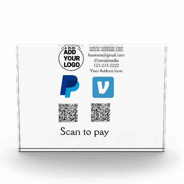 Venmo PayPal-Scan zu zahlen q oder Code-Logo-Text Fotoblock (Vorderseite)
