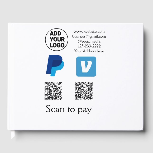 Venmo PayPal-Scan zu zahlen q oder Code-Logo-Text Gästebuch (Vorderseite)