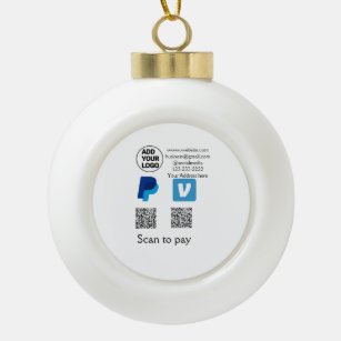 Venmo PayPal-Scan zu zahlen q oder Code-Logo-Text Keramik Kugel-Ornament