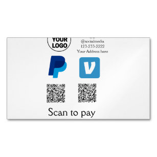 Venmo PayPal-Scan zu zahlen q oder Code-Logo-Text Magnetische Visitenkarte
