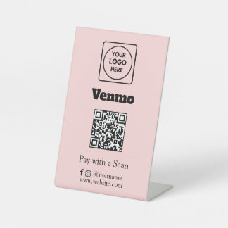 Venmo QR Code | Benutzerdefiniertes rosa Scan-to-P Sockelschild