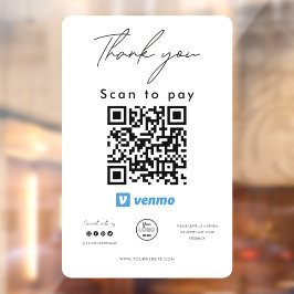 Venmo QR Code Logo Scan to Pay Vielen Dank Fensteraufkleber
