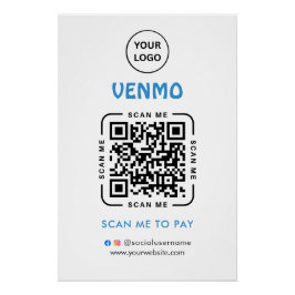 Venmo QR Code Payment | Scan to Pay Business Logo Poster