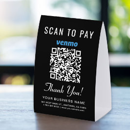 Venmo QR Code Scan To Pay Black Tischaufsteller
