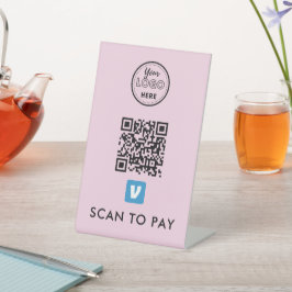 Venmo QR Code Scan zu bezahlen Moderne Logo rosa Sockelschild
