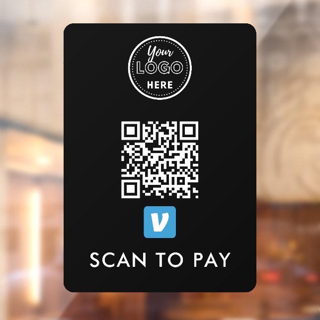 Venmo QR Code Scan zur Bezahlung moderner Logo sch Fensteraufkleber (Blatt 2)