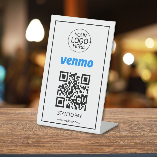 Venmo QR Code Zahlung Hinzufügen Logo kontaktlos Sockelschild (Venmo QR Code Payment Add Logo Contactless Pedestal Sign)