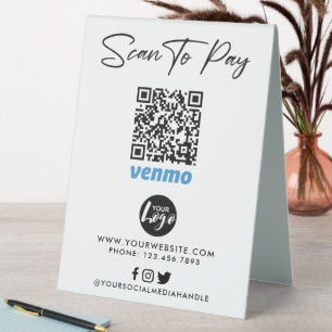 Venmo QR Code Zahlung Logo scannen, um zu zahlen Tischaufsteller