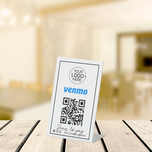 Venmo QR Code Zahlung Logo Script Social Media Sockelschild (Venmo QR Code Payment Logo Script Social Media Pedestal Sign)