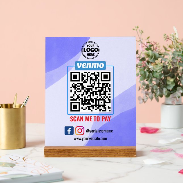 Venmo QR Code Zahlung | Recherche, um Unternehmen  Acrylschild (Hochzeit)