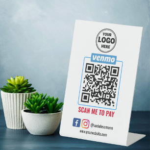 Venmo QR Code Zahlung Recherche, um Unternehmen Sockelschild