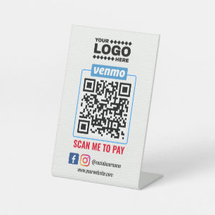 Venmo QR Code Zahlung Recherche, um Unternehmen Sockelschild