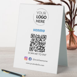 Venmo QR Code Zahlung | Scan to Pay Business Logo Tischaufsteller